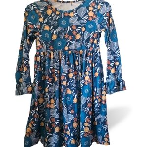 Unbranded Girls Size 10 Blue Floral Dress 28" Long